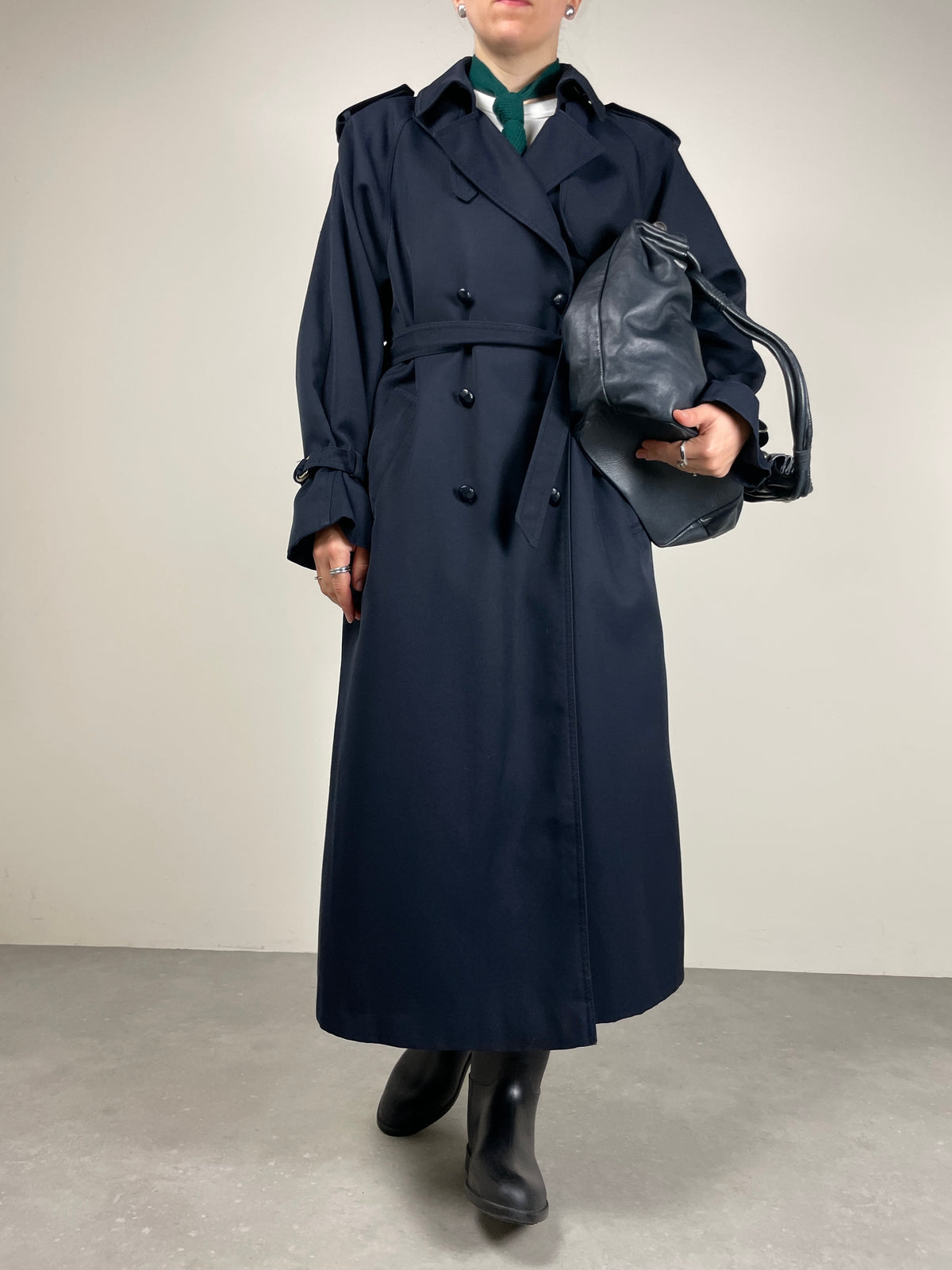 Trench blu con gilet tartan staccabile