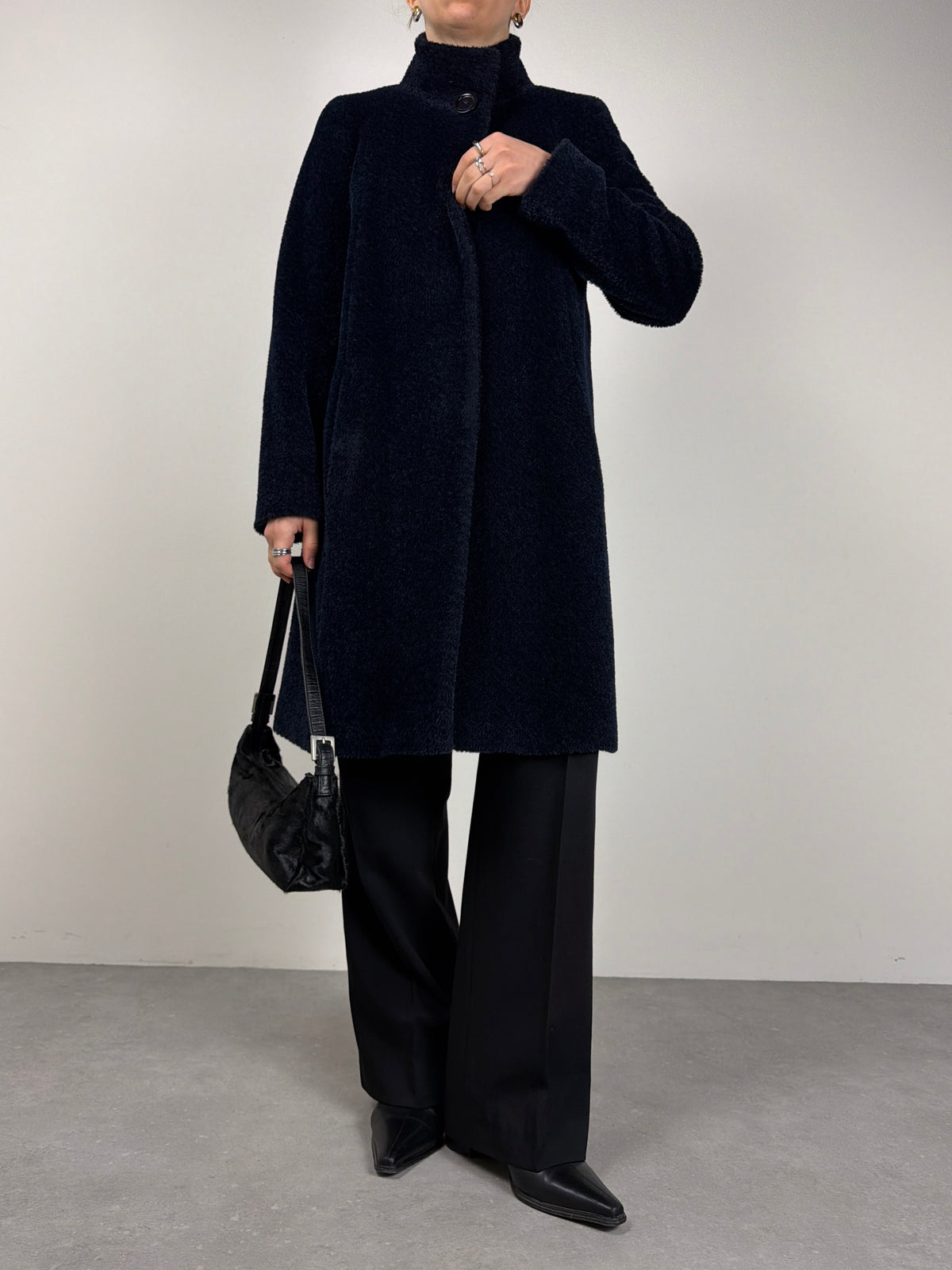 Cinzia Rocca Icon cappotto blu in alpaca e lana