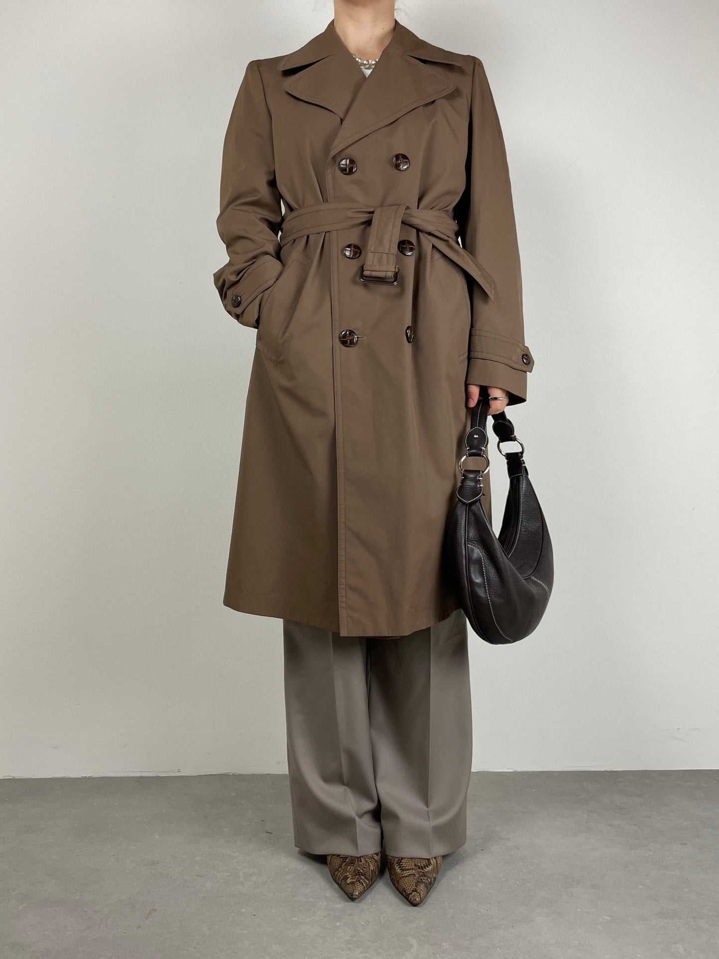 Trench vintage con gilet in finta pelliccia rimovibile