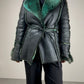 Shearling vintage Made in Italy antracite con riflessi verde salvia