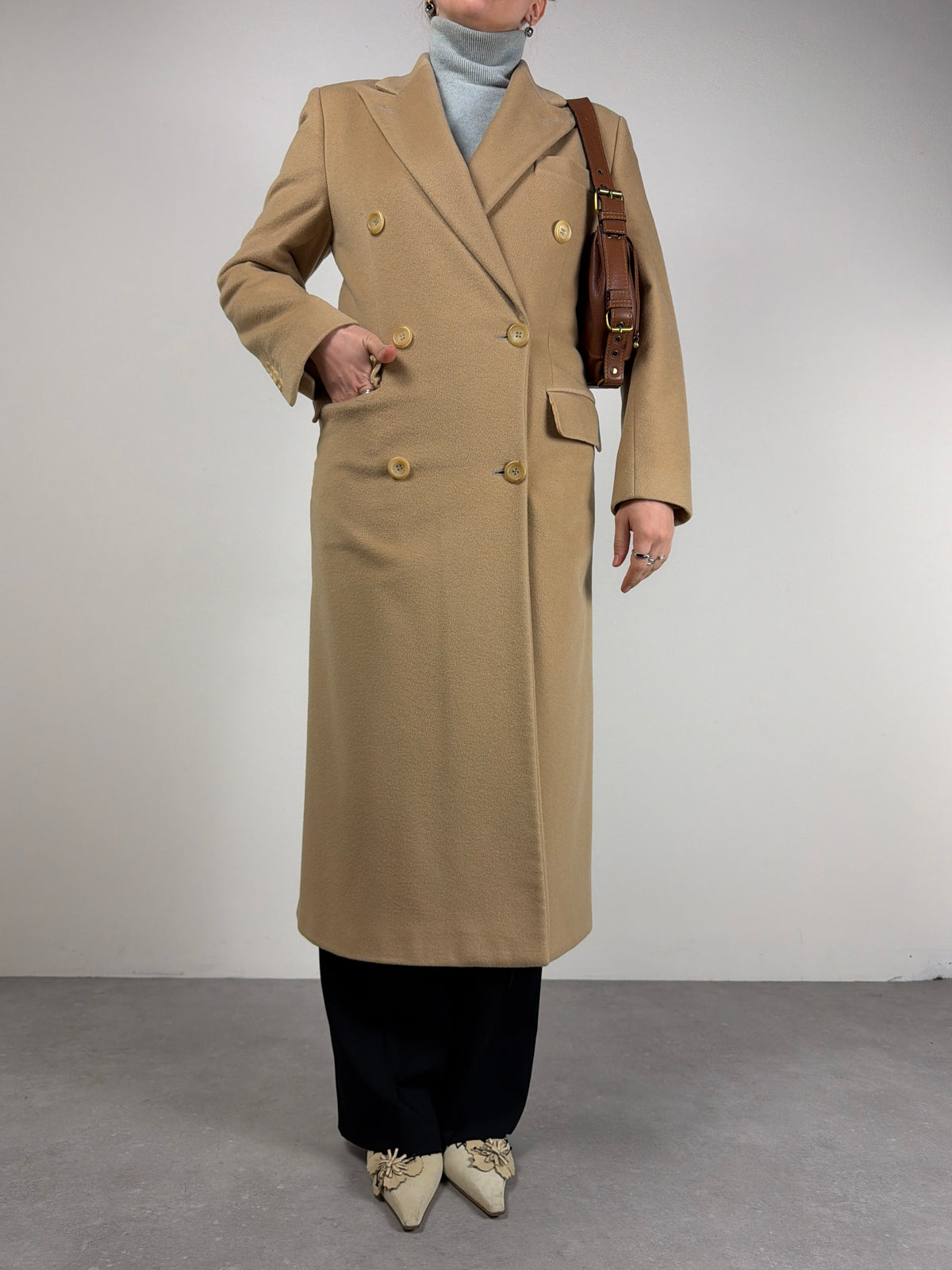 Cappotto in 100% cashmere a doppiopetto made in Italy