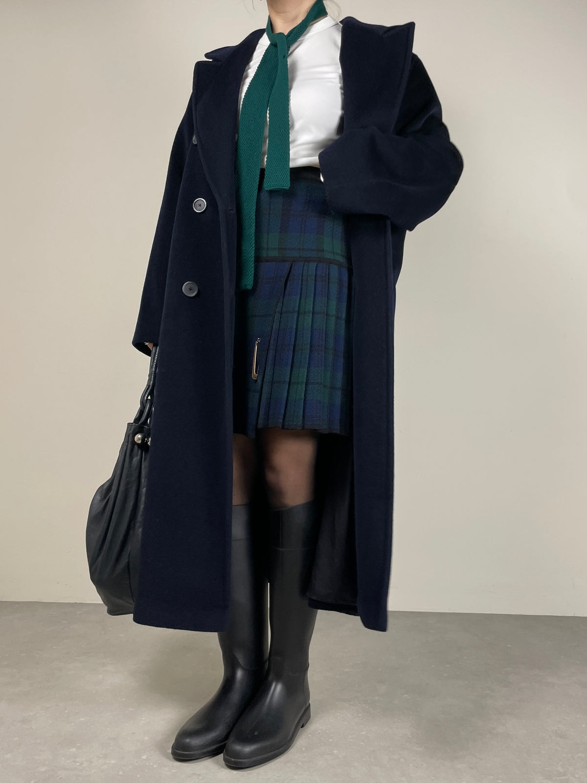 Cappotto a doppiopetto lungo blu in lana made in Italy