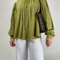 Camicia in pura seta verde oliva