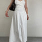 Abito lungo bustier con inserti in seta