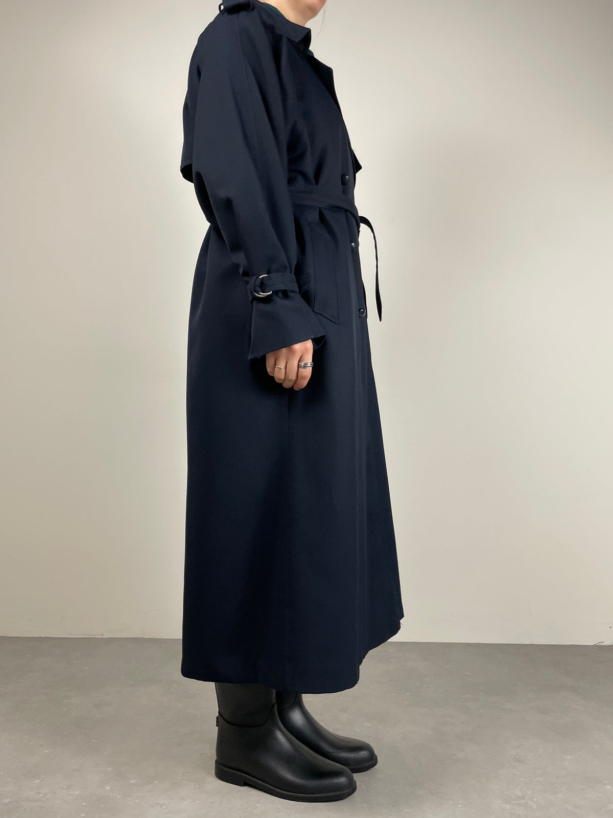 Trench blu con gilet tartan staccabile