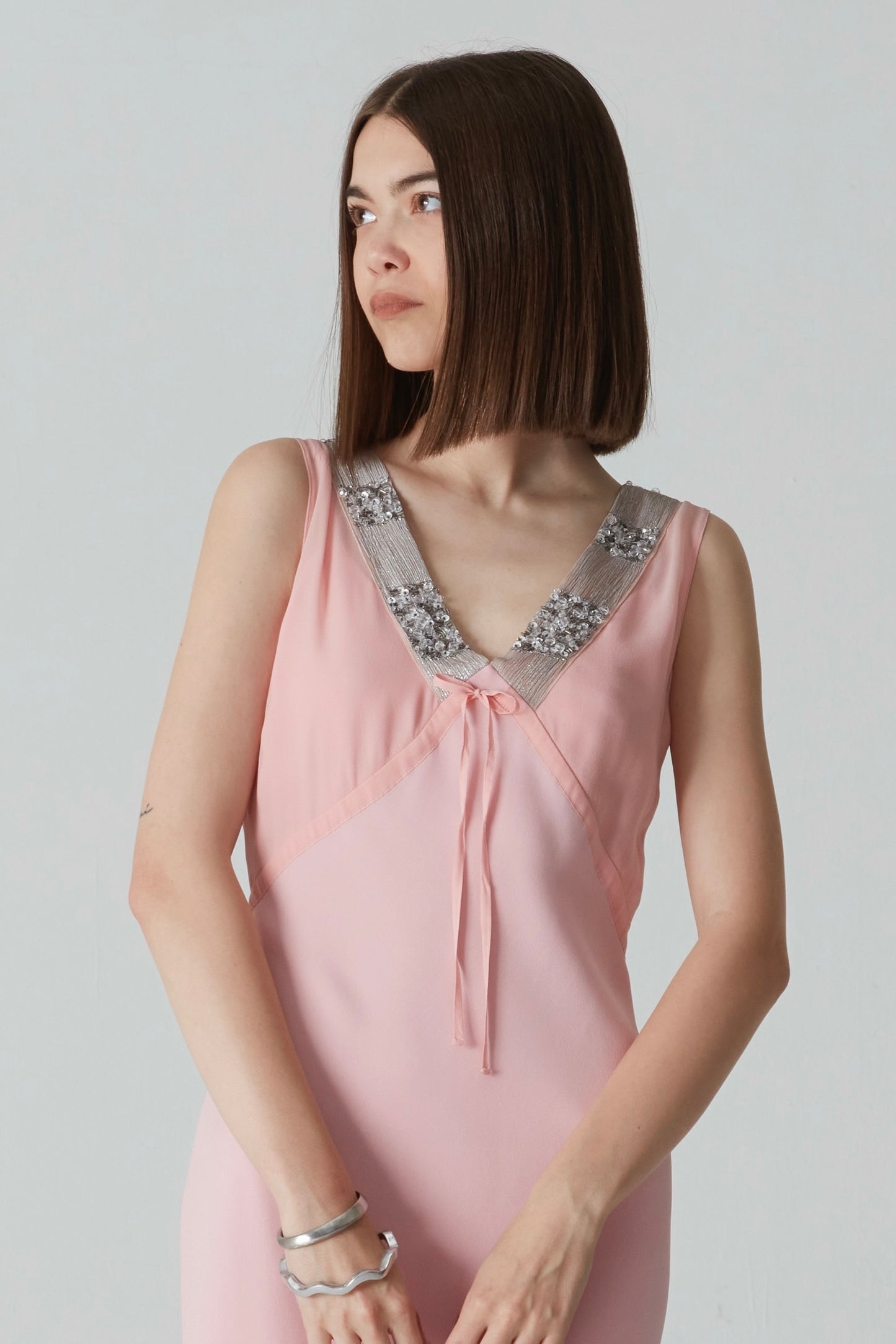 Abito vintage in pura seta rosa