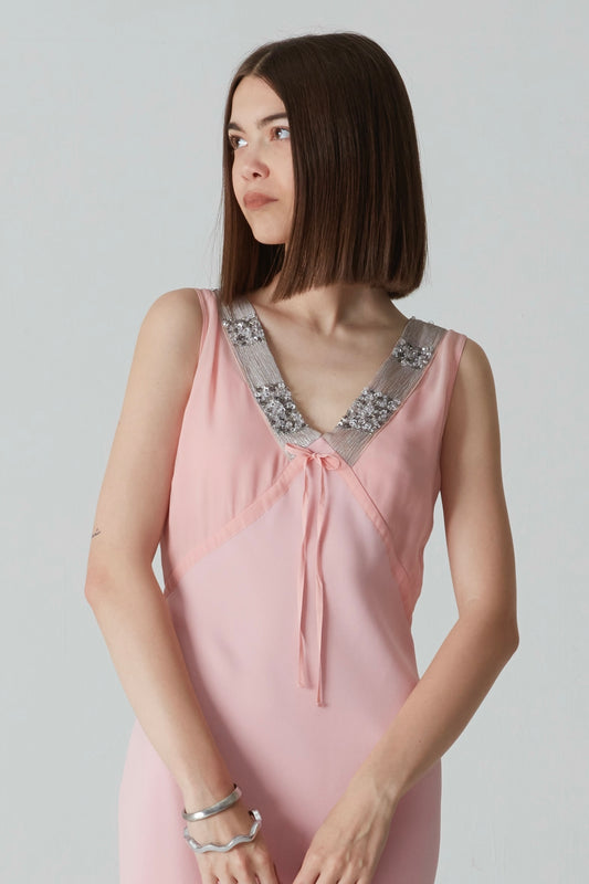 Abito vintage in pura seta rosa