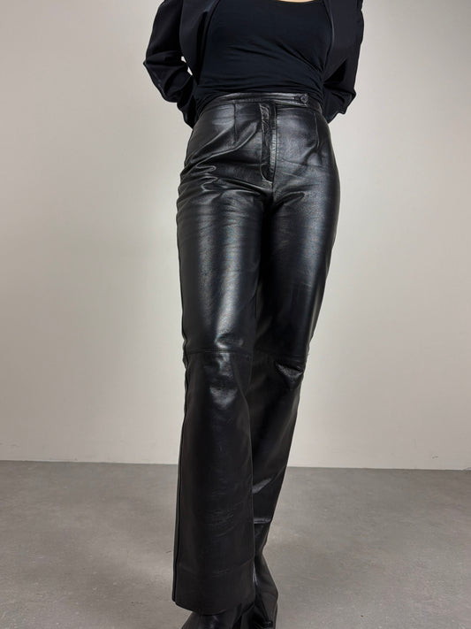 Pantalone vintage in vera pelle neri