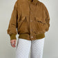 Giacca vintage in vera pelle scamosciata