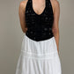 Top nero con pietre nere sfaccettate
