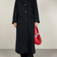 Cappotto lungo nero in beaver di pura lana