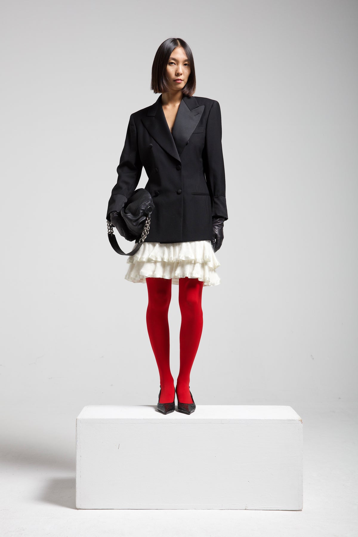 Blazer smoking nero in lana