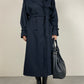 Trench blu con gilet tartan staccabile