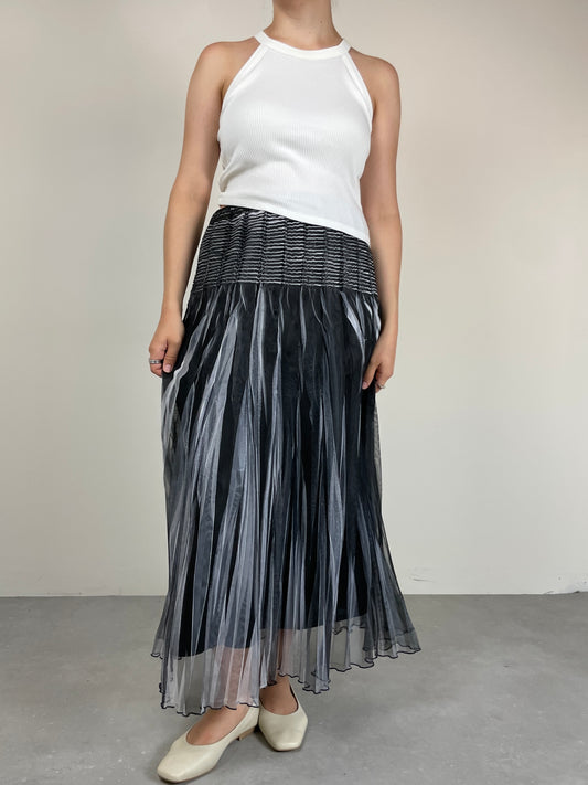 Gonna bicolor in tulle plissettato