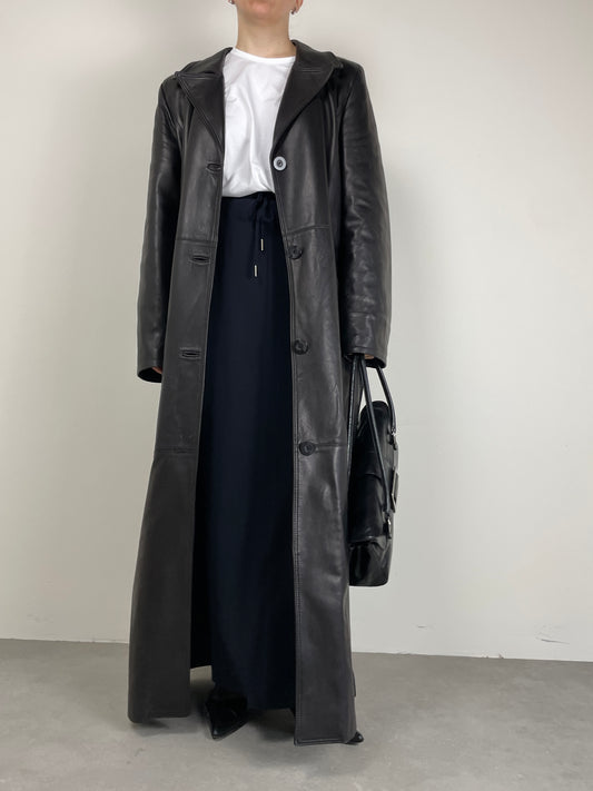 Trench lungo in vera pelle