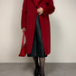 Cappotto bordeaux in lana cashmere e angora