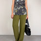 Pantalone vintage in seta verde oliva