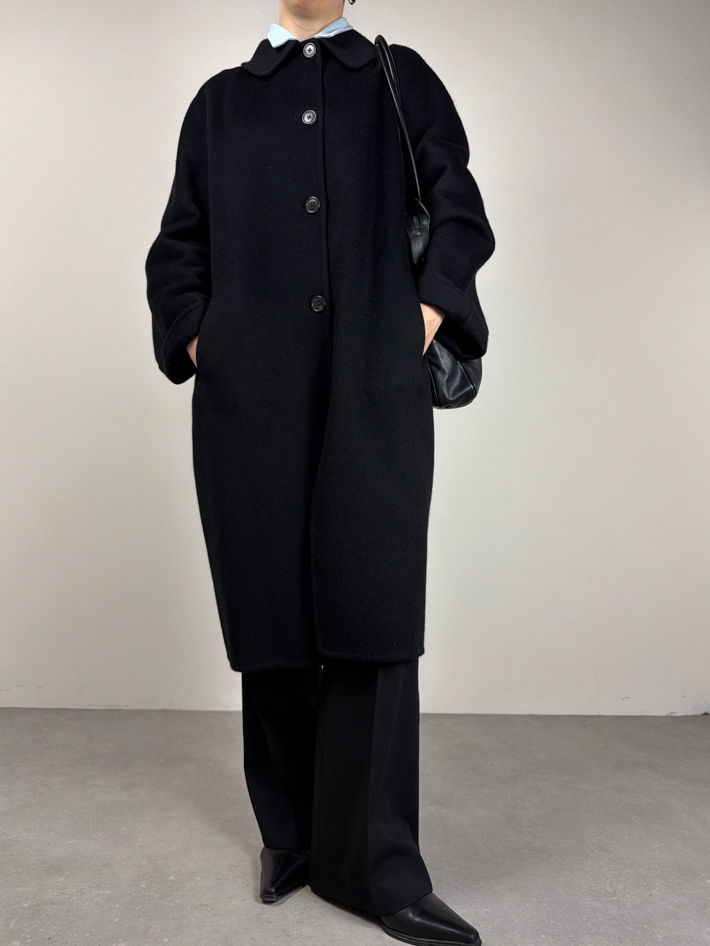 JIL Sander cappotto in drap di angora nero
