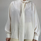 Camicia vintage in seta con collo lavallière