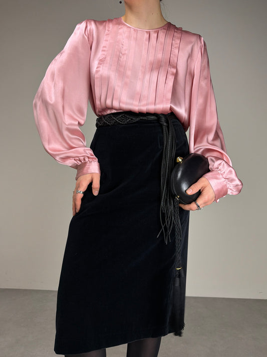 Blusa vintage in pura seta rosa