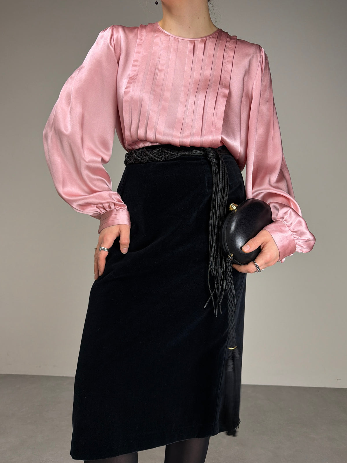 Blusa vintage in pura seta rosa