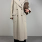 Cappotto lungo panna in lana, angora e cashgora