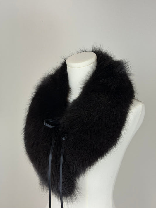 Collo lungo vintage in vera pelliccia di volpe