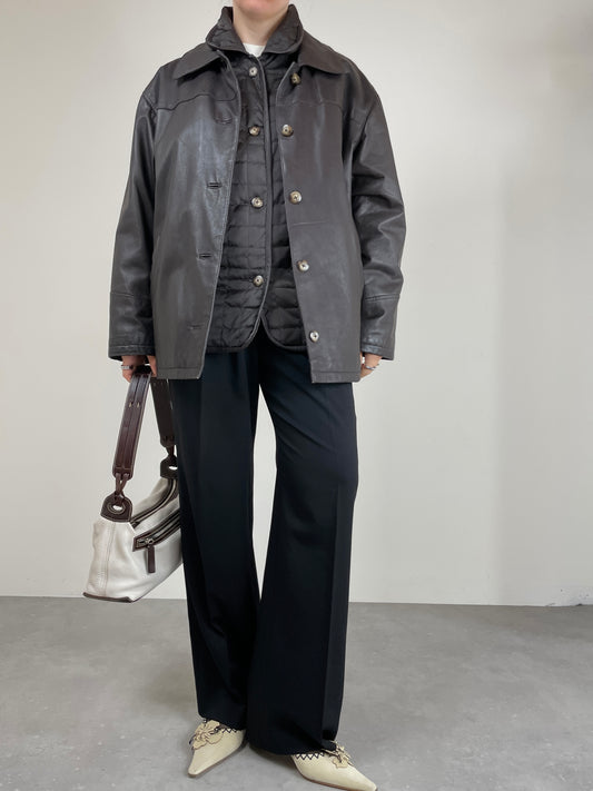 Giacca in vera pelle con gilet interno