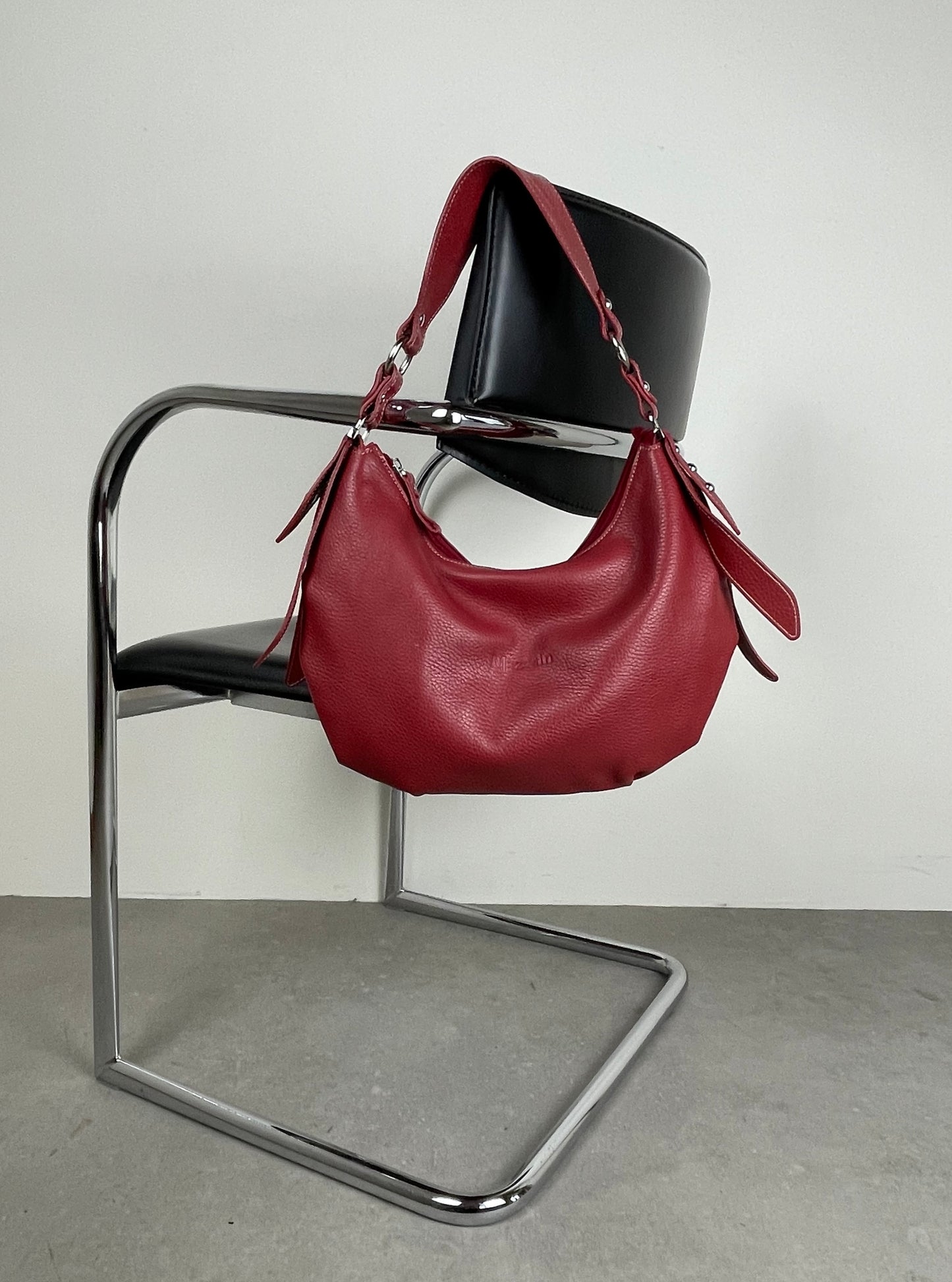 Burgundy hobo leather bag