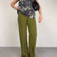 Pantalone vintage in seta verde oliva