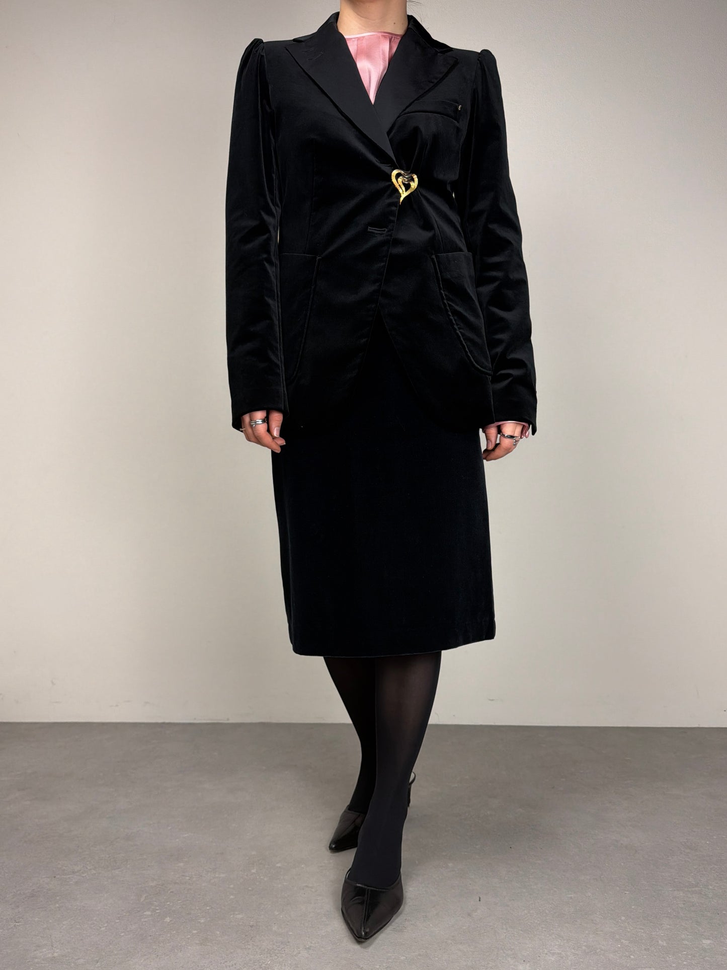 Blazer in velluto nero di cotone