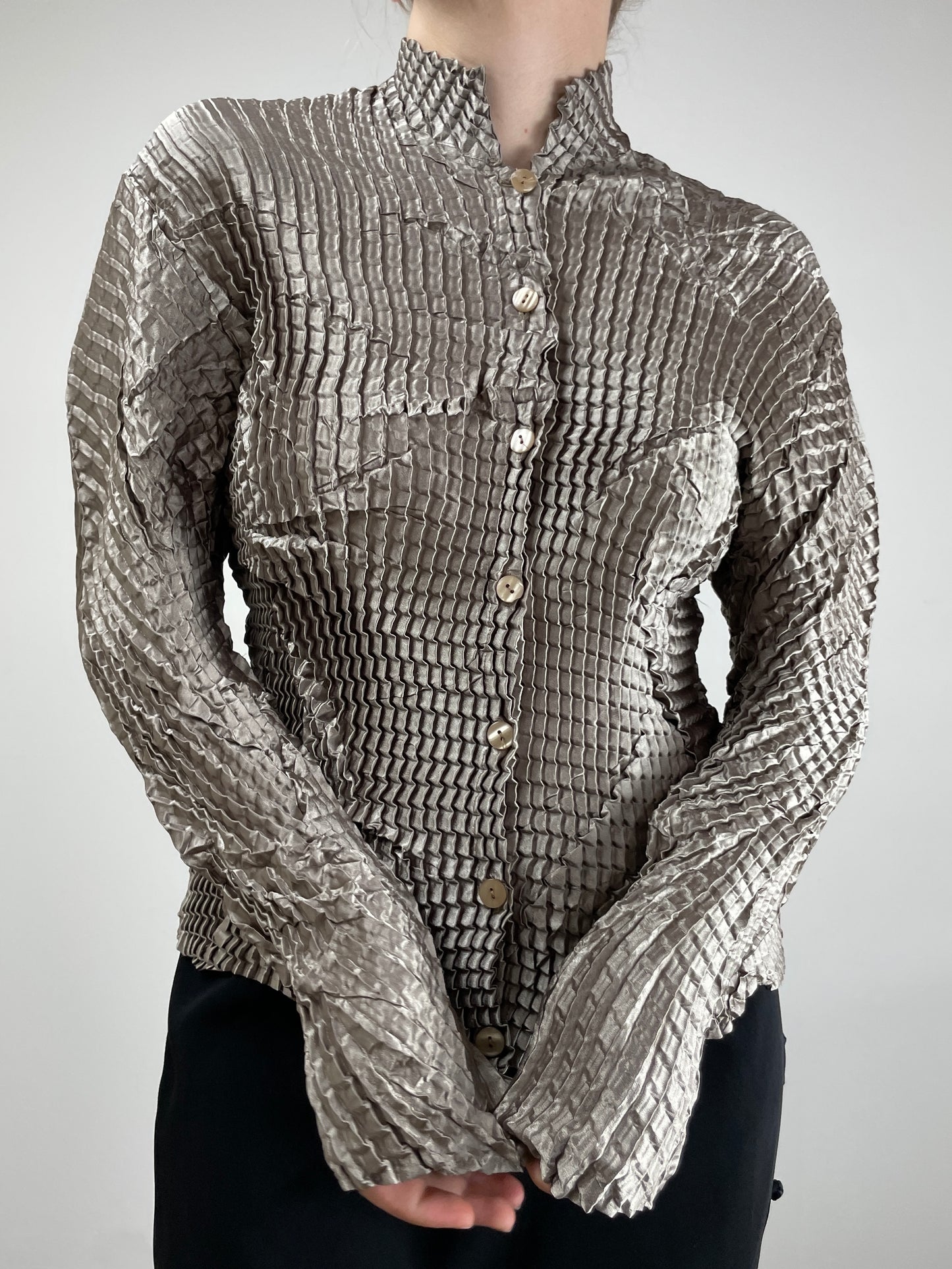 Camicia plissè geometrico cangiante
