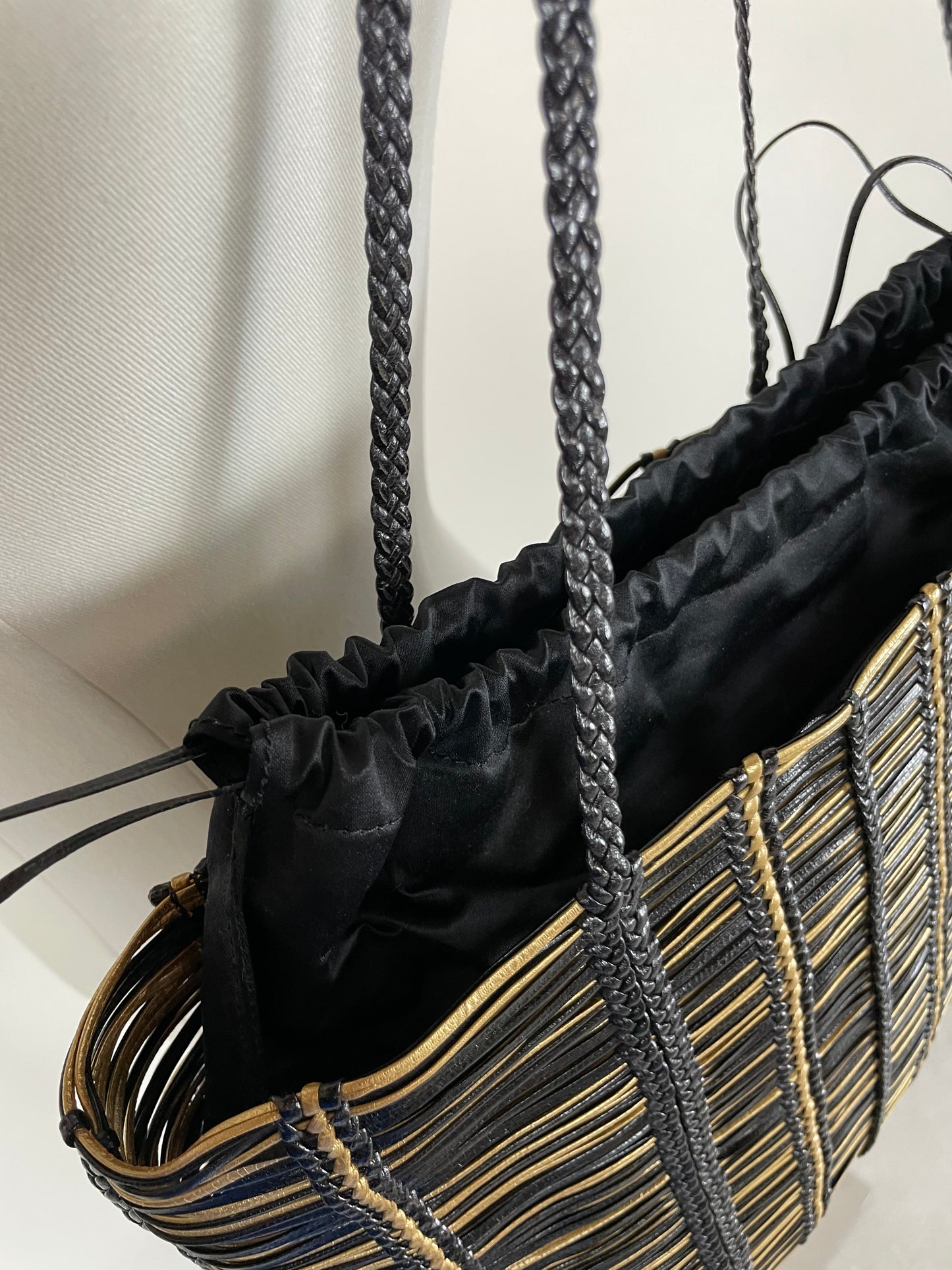 Borsa in vera pelle intrecciata