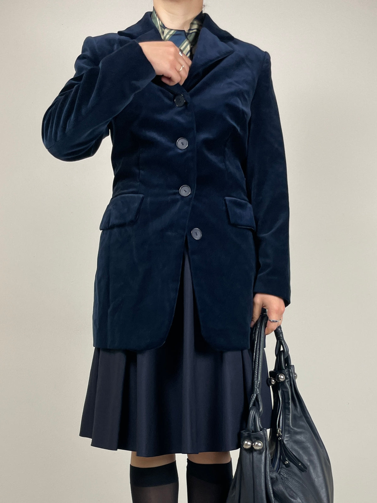 Blazer in velluto di cotone blu notte