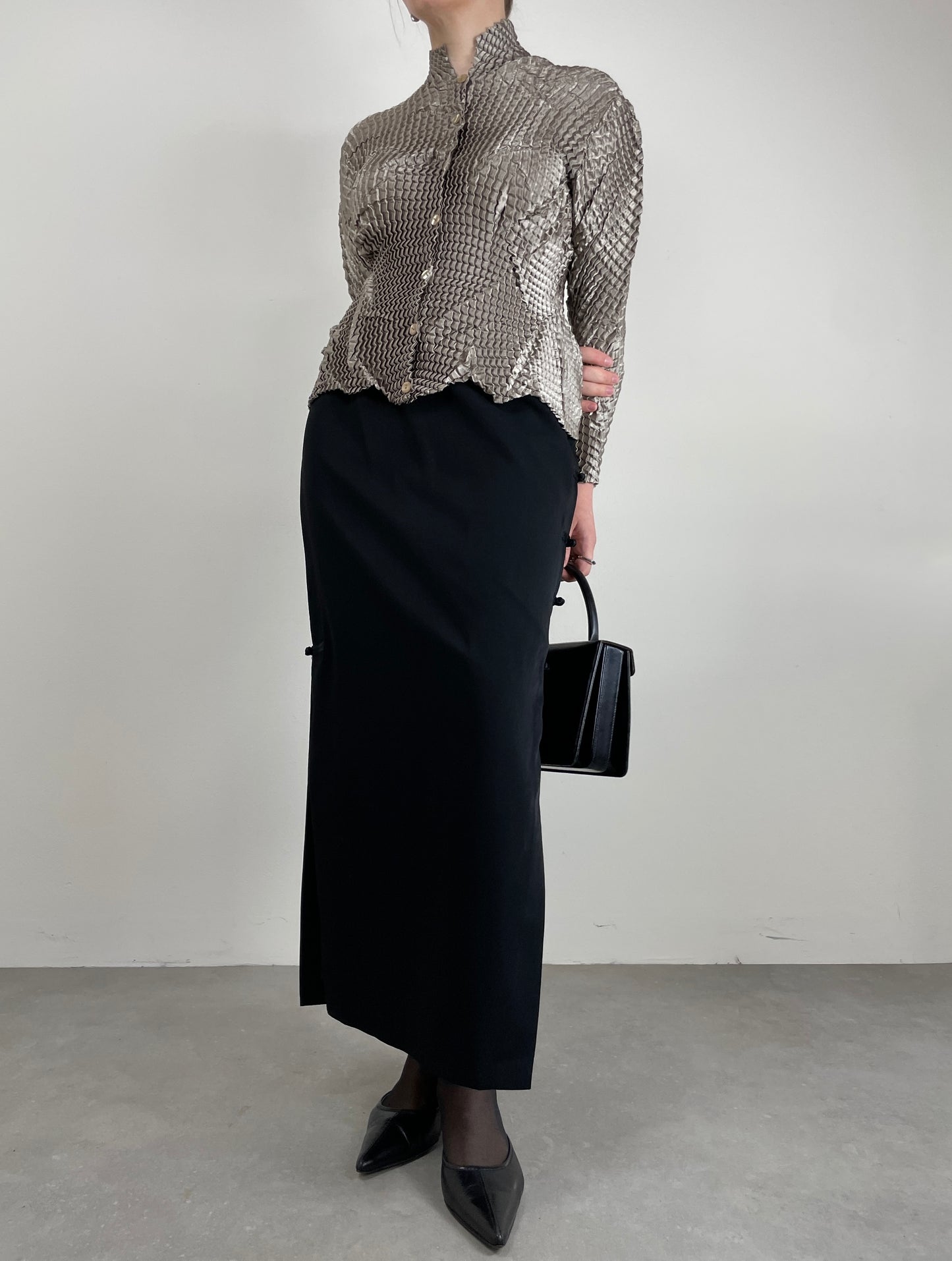 Camicia plissè geometrico cangiante