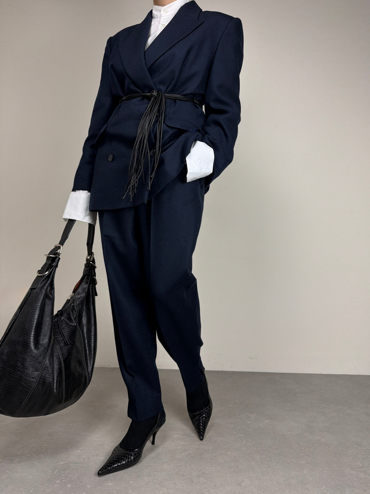 Completo vintage in 100% lana blu