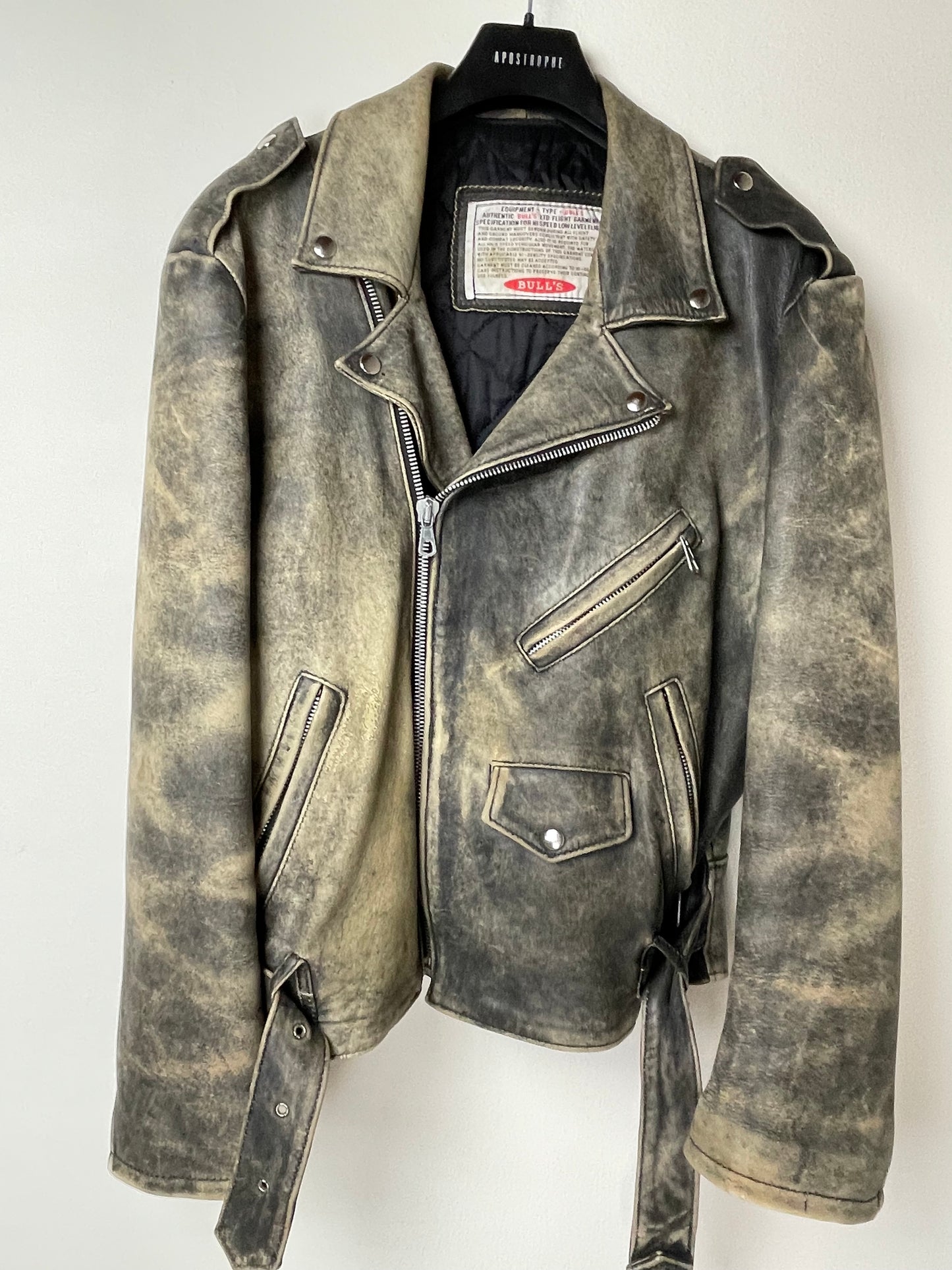 Chiodo vintage in vera pelle effetto distressed