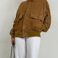 Giacca vintage in vera pelle scamosciata