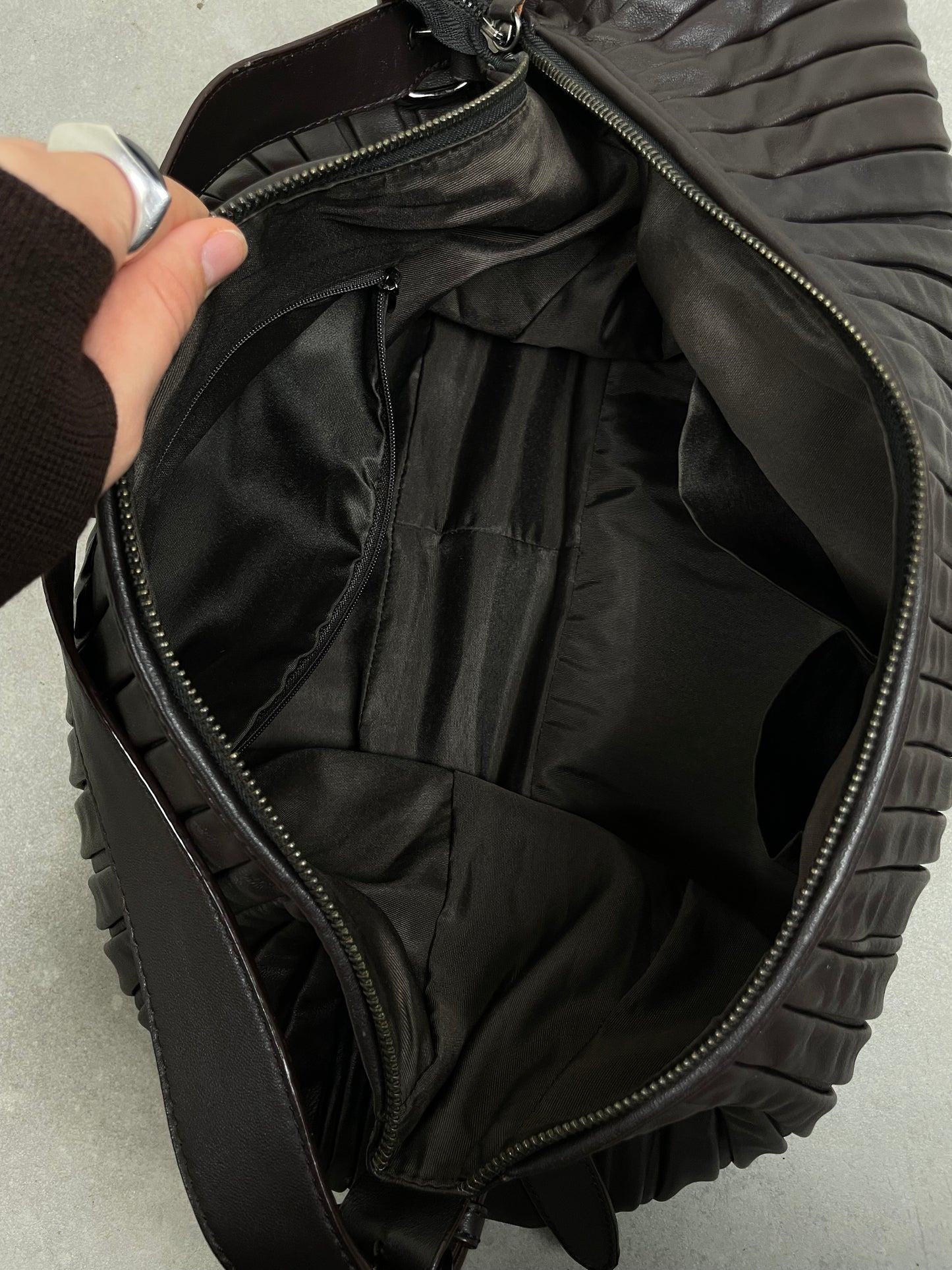 Maxi bag in vera pelle marrone