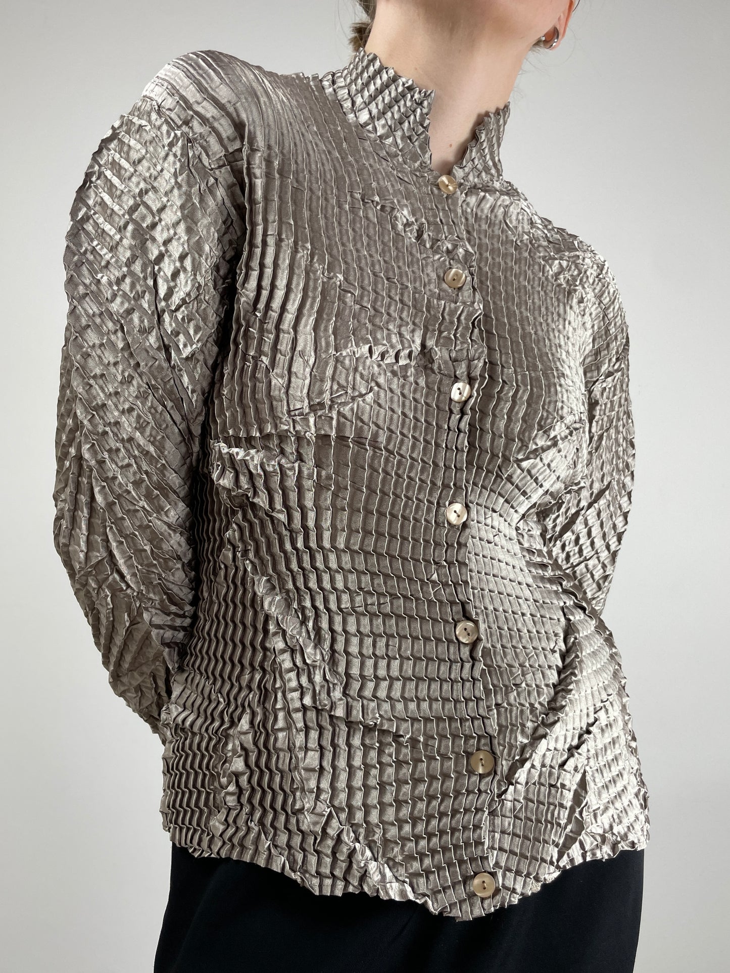 Camicia plissè geometrico cangiante