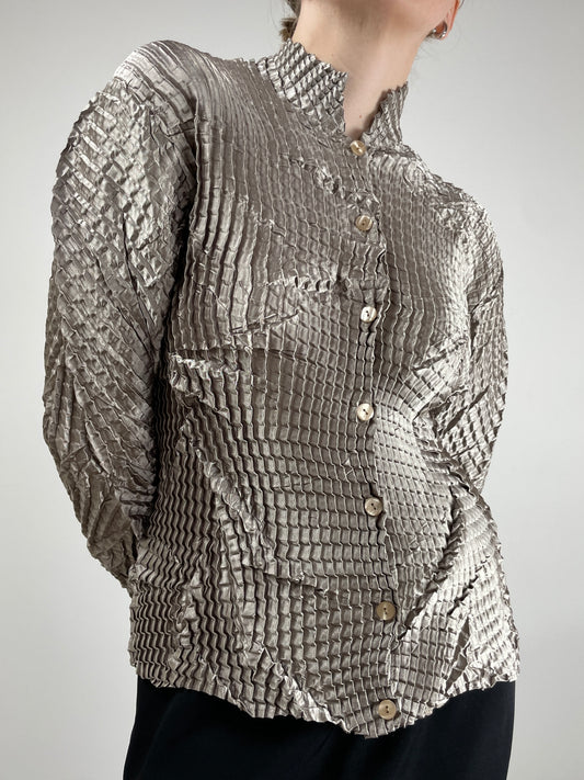 Camicia plissè geometrico cangiante