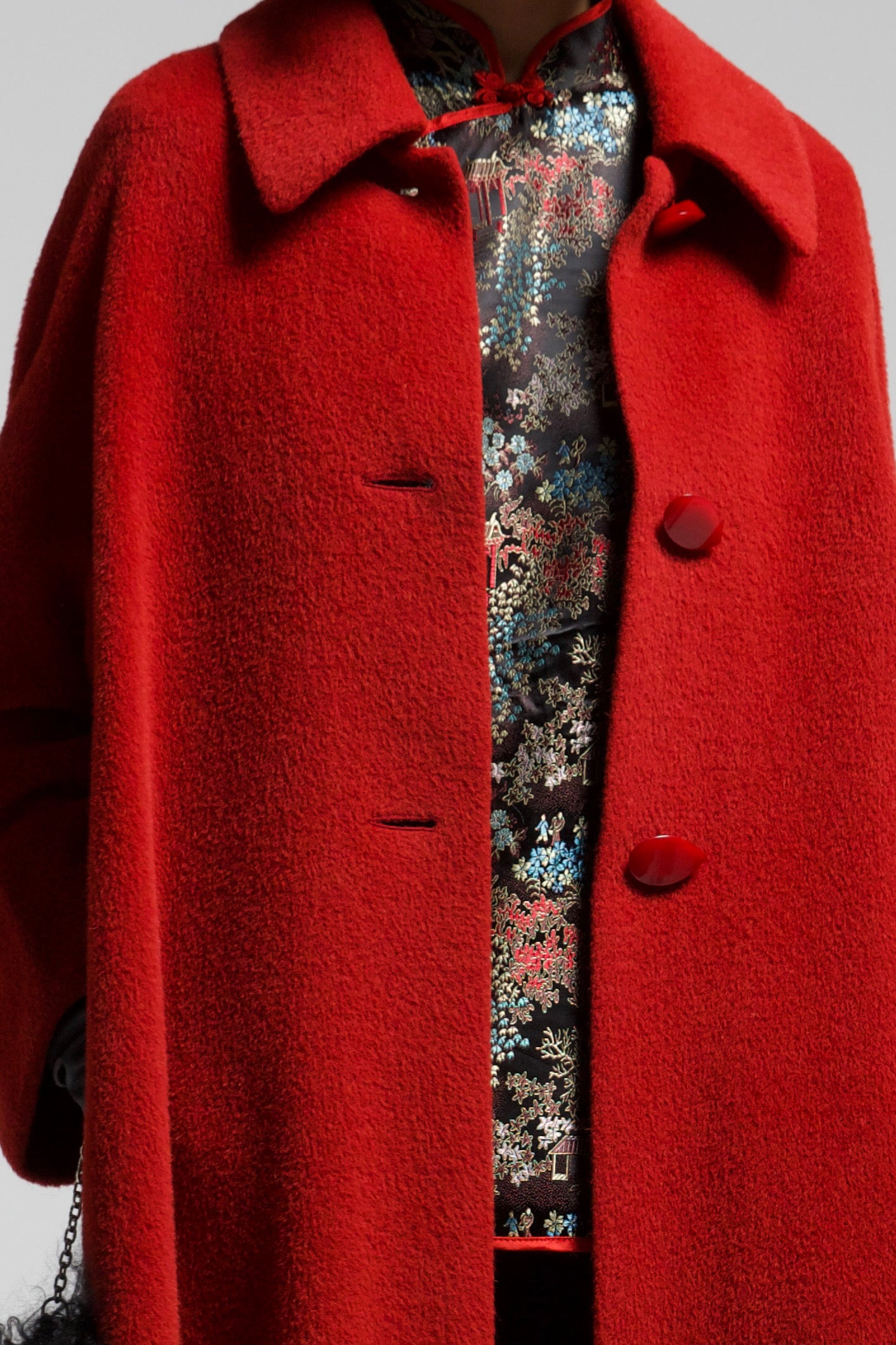 Cappotto rosso in 100% alpaca