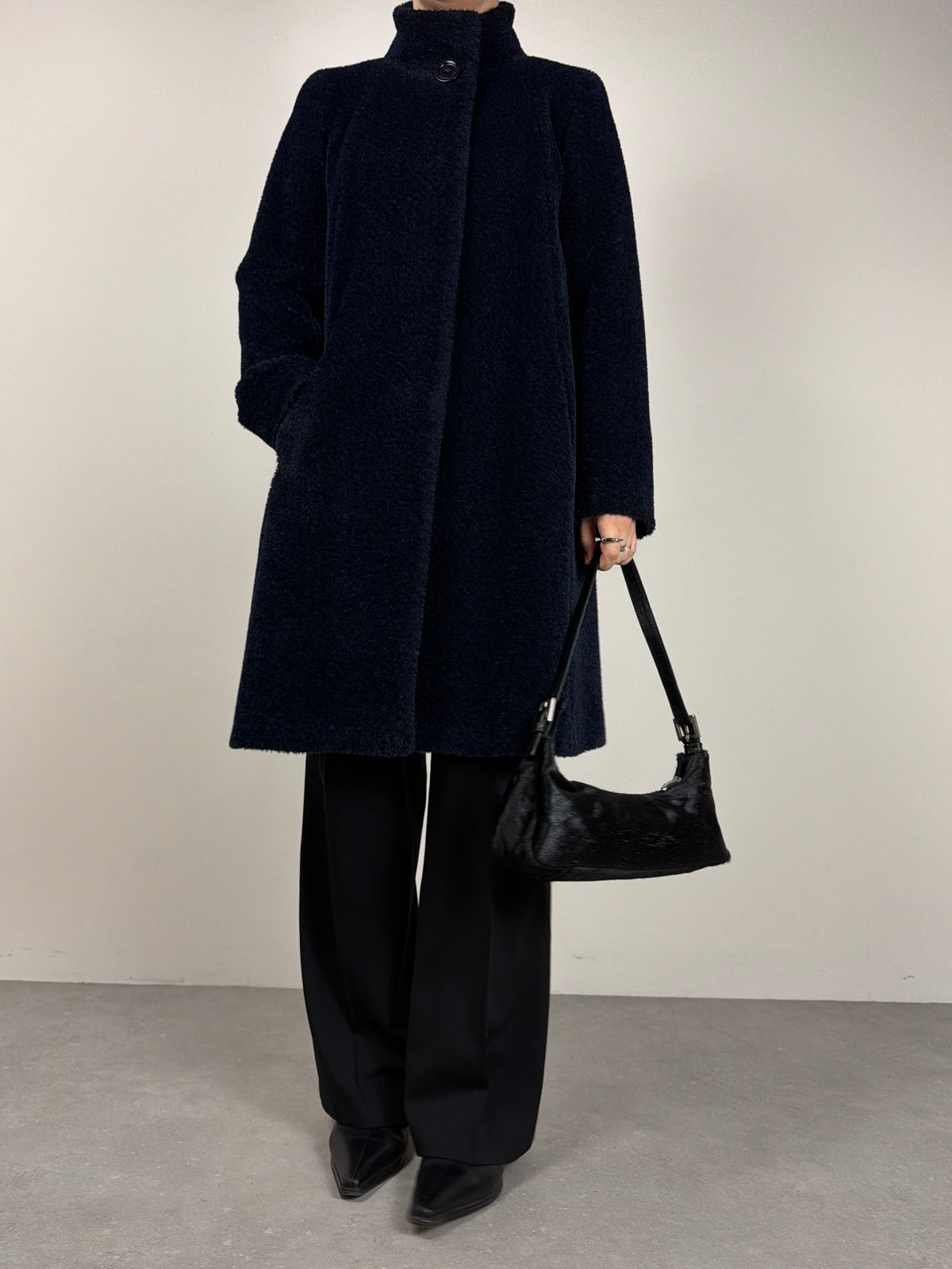 Cinzia Rocca Icon cappotto blu in alpaca e lana