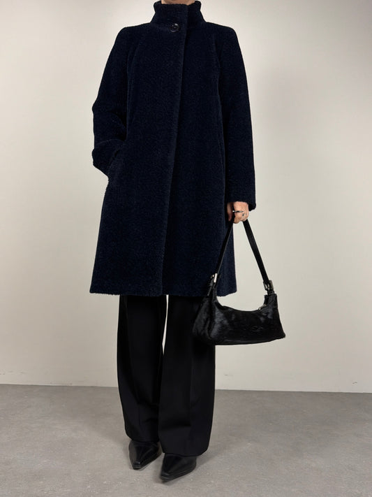 Cinzia Rocca Icon cappotto blu in alpaca e lana