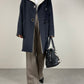 Cappotto grigio con alamari in lana, angora e cammello