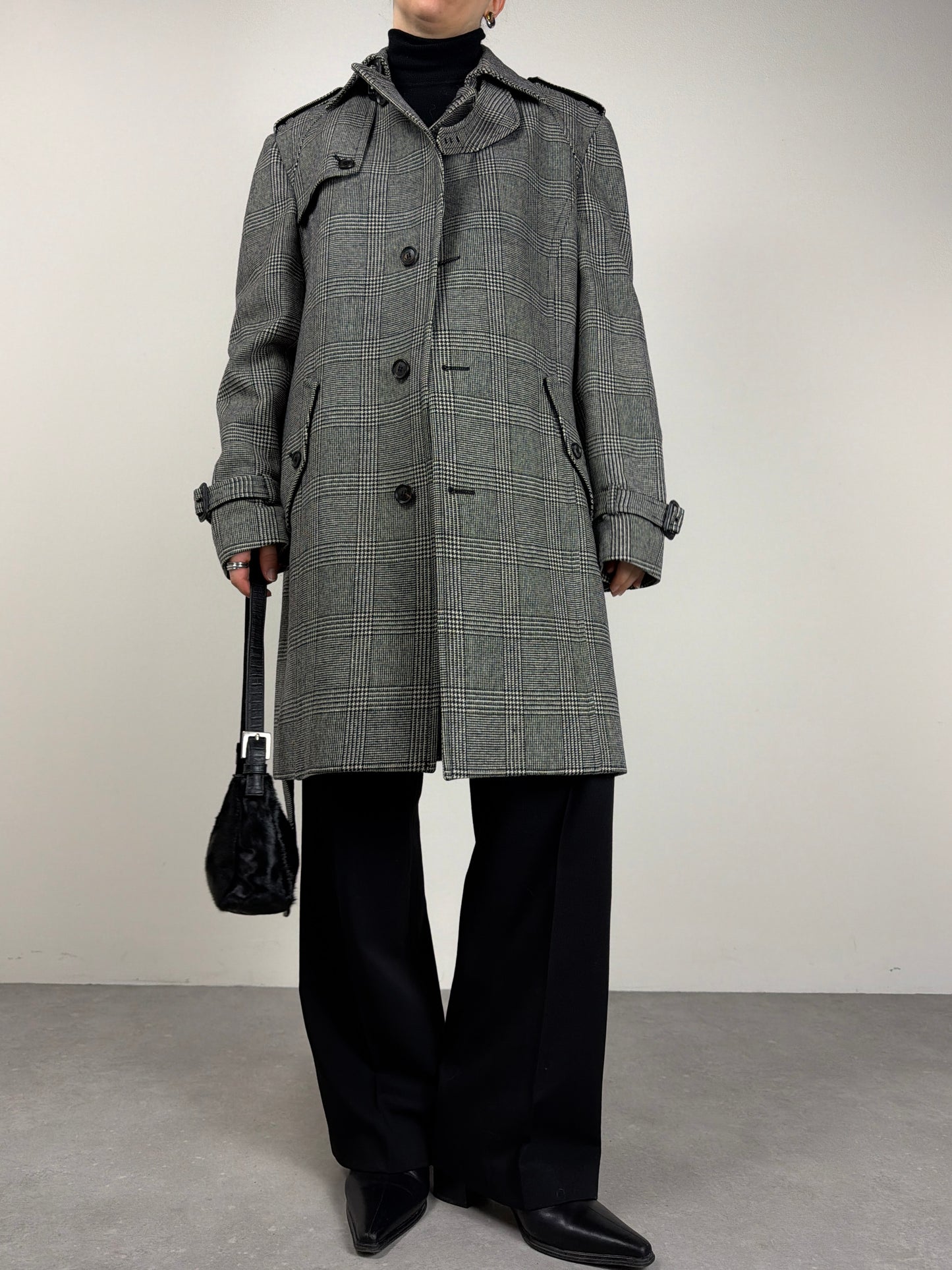 Paco Rabanne cappotto in lana a fantasia principe di Galles