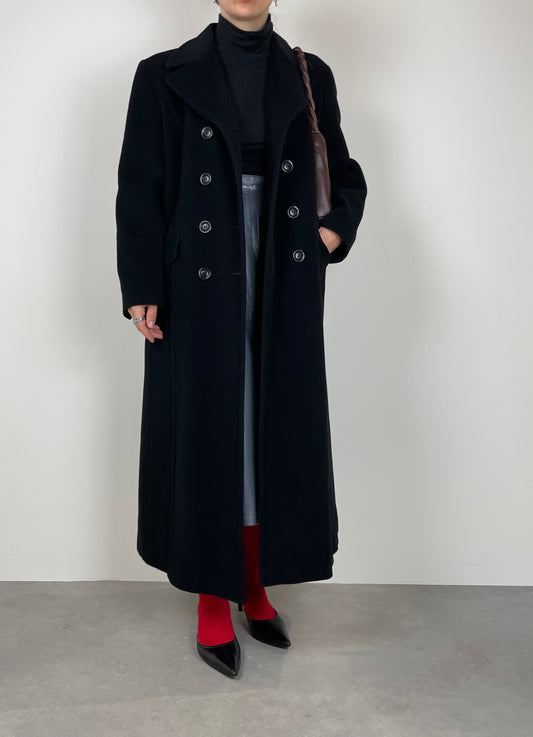 Black wool long coat