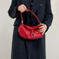 Borsa baguette in vera pelle rossa