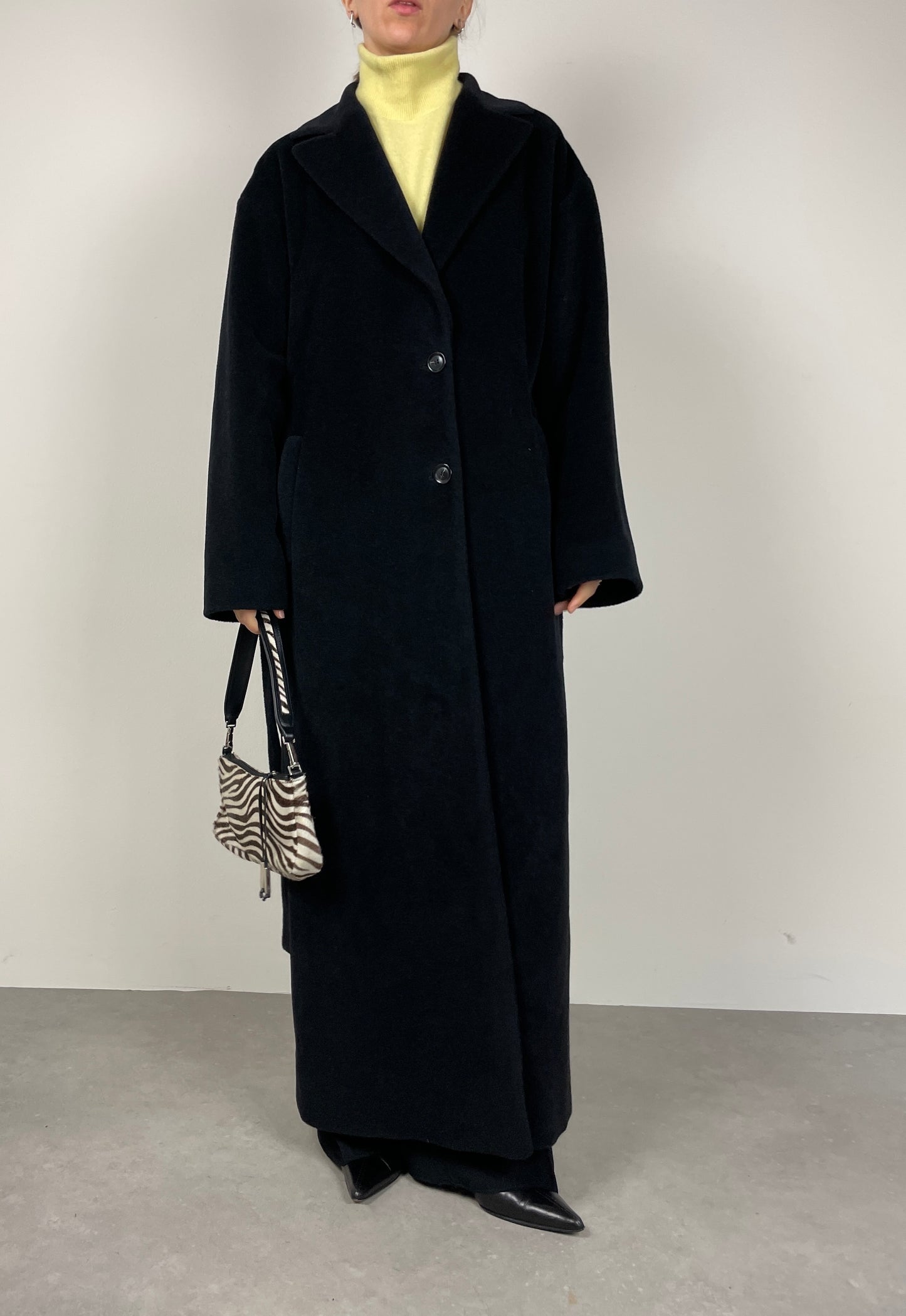 Black wool long coat