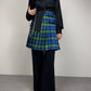 Gonna a pieghe in fantasia tartan con alamari